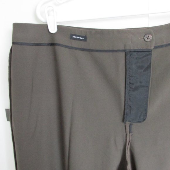 Lafayette 148 Menswear-Style Straight-Leg Wool-Blend Brown Pants Size 16 - Picture 4 of 9